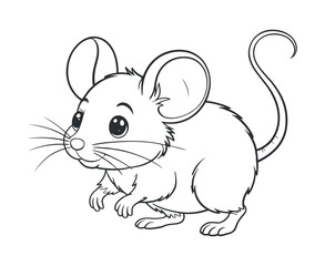 Obraz premium Cartoon Mouse Vector: Cute Animal Illustration, Rodent Character Graphic, Line Art Drawing, Whimsical Design Element