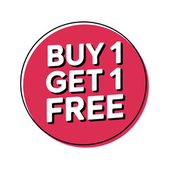 Circle Shaped Promotion Banner for Buy 1 Get 1 Free Offer, Minimalist Commercial Vector Advertisement