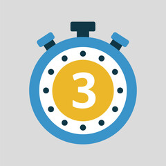 Minimalist Stopwatch Icon with 3 Seconds: Design Template, Graphic Element, Market
