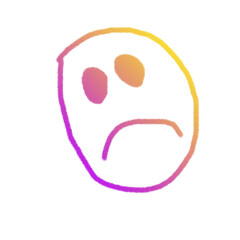 Sad face vector illustration in pink and golden wax crayon color	