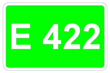 Illustration eines Europastraßenschildes der E 422 in Europa	