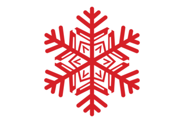 Vibrant red snowflake christmas ornament festive holiday decoration glowing abstract design isolated on transparent background