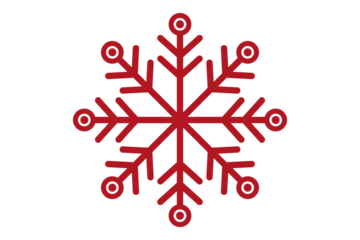 Glowing red snowflake design perfect for festive holiday decorations and winter themes isolated on transparent background