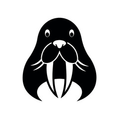 Walrus Head Black Silhouette Vector Art