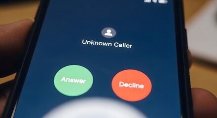 Incoming call on a smartphone from an "Unknown Caller.