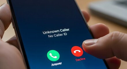 Incoming phone call from an "Unknown Caller" or "No Caller ID".