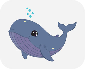 Smiling Whale Cartoon – Colorful Sea Creature Vector