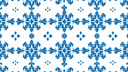 Vector blue damask seamless background