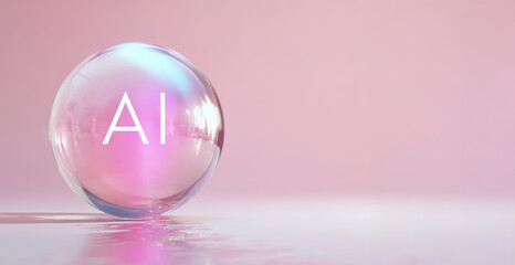 AI launch hero for startup header and background with free copy space for headline and CTA, useful for SaaS marketing pages or pitch decks or webinar announcements about machine learning tools