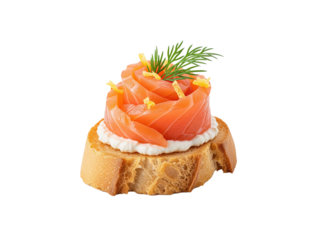 Event catering menu hero for smoked salmon crostini or canapé, useful for restaurant menus and food delivery apps about holiday buffet ordering for deli takeout materials and grocery flyers