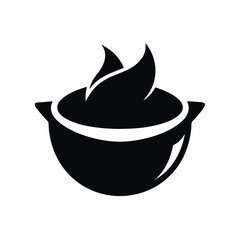 Salsa Bowl Black Silhouette Vector Illustration