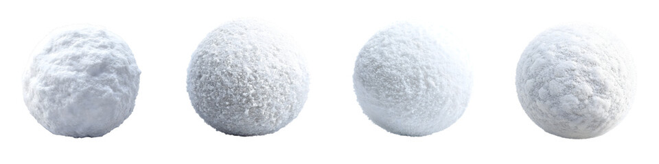 Fototapeta premium Snowball – A ball made of snow often used in snowball fights or as part of winter play. Isolated on Clear White Background Highly Detailed 
