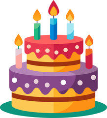 birthday cake with candles  white background