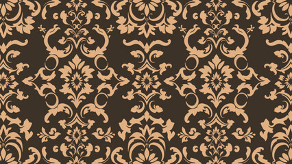 Vintage Damask seamless  background,  seamless pattern vector simple and brown background