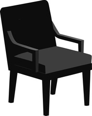 Chair facing left  black illustration  white background