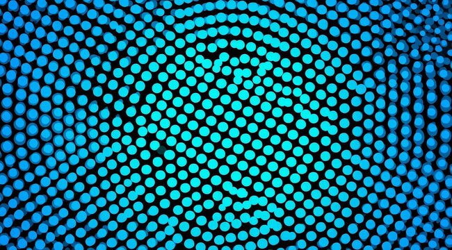 Blue background with many small blue dots. The dots are arranged in a pattern that resembles a face