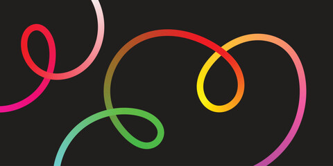 Vibrant gradient ribbons dance across a sleek black backdrop, modern and dynamic design element for posters, websites, or creative marketing materials