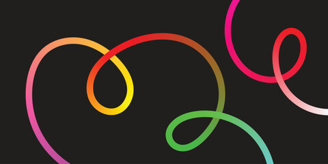 Vibrant gradient ribbons dance across a sleek black backdrop, modern and dynamic design element for posters, websites, or creative marketing materials
