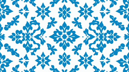 Blue Damask seamless  background
