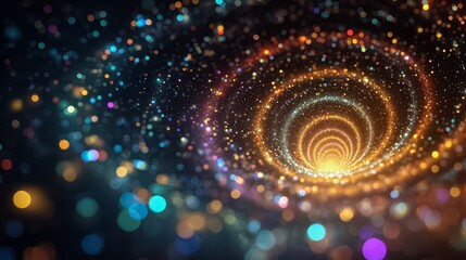 Spiral galaxy with a bright yellow center. The spiral is surrounded by a blue and purple background