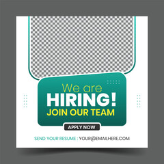 We are hiring job vacancy social media post or square banner template