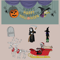Halloween celebration set vector illustration. 