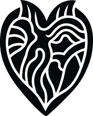 Abstract black and white geometric pattern with textured lines and shapes isolated on transparent background