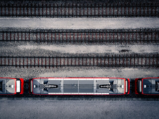 Bird's-eye view of Swiss Federal Railways locomotives in Zurich © D. Bittel