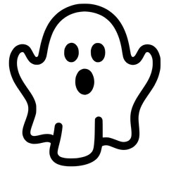 Halloween icon black and white ghost outline transparent background, spooky, halloween, horror, twitch emote