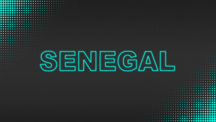 Cyan Neon Senegal Text Futuristic Digital Halftone Typography