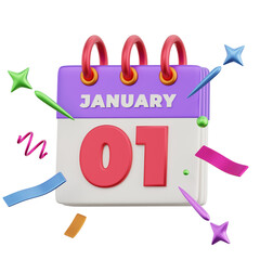 New Year 3D January 1st Calendar Illustration