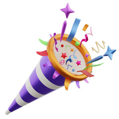 New Year 3D New Year Trumpet Illustration 