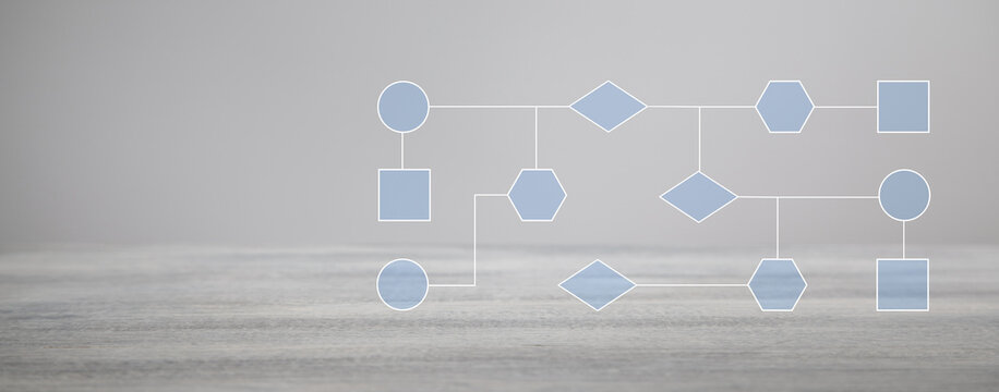 Business concept. Process automation with flowchart