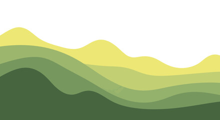 Serene abstract natural landscape featuring gentle waves of layered green and yellow hills graphic