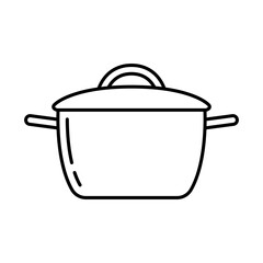 Soup pot icon. Black outline line silhouette. Editable strokes. Front and side view. Vector simple flat graphic illustration. Isolated object on a white background.