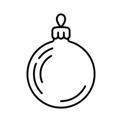Christmas ball icon. Black outline linear silhouette. Editable strokes. Front and side view. Vector simple flat graphic illustration. Isolated object on a white background.