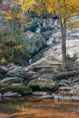 Low water levels at Cunningham Falls in autumn. Cunningham Falls State Park