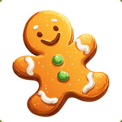 Vector illustration of festive gingerbread cookies in snowflake shape with icing details, isolated on a white background. Vector illustration of winter dessert on white background