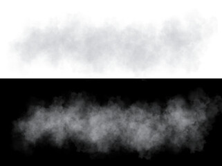 Realistic gray transparent smoke cloud with soft texture and transparent background for visual projects, posters and web content