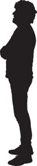 vector, silhouette of side view of a man standing, arms crossed