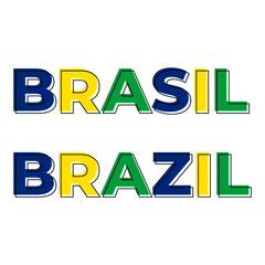 The word Brazil decorated with the colors of the flag