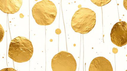 Vector illustration: Abstract golden foil circles over white.