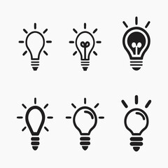 Creative Light Bulb Icon Set &ndash; Innovation and Bright Idea Symbols