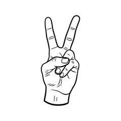 Hand showing the peace or victory sign