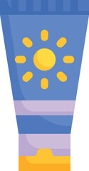 Illustration of a Blue Sunscreen Tube with Sun Icon