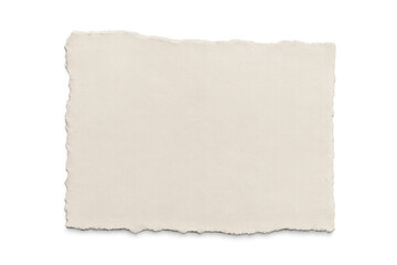 Torn beige paper fragment blank page with ripped edges, abstract texture for message on transparent background
