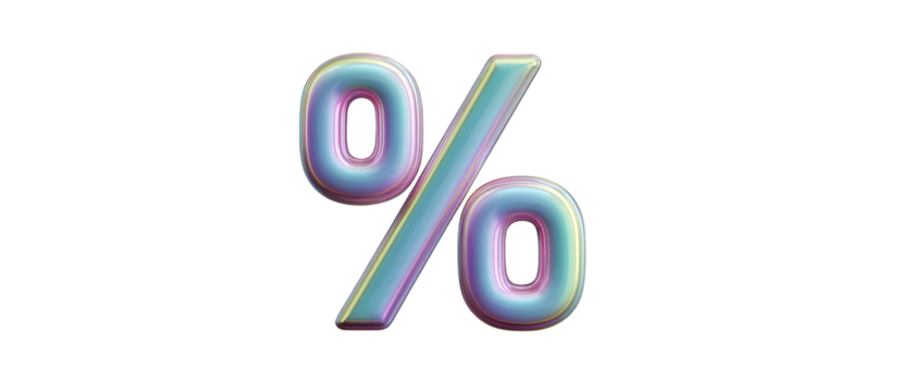 Modern digital percentage symbol icon with colorful vector design, minimal abstract graphic, suitable for tech, finance, and marketing projects