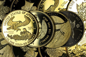 group of different 1 ounce gold bullion coins