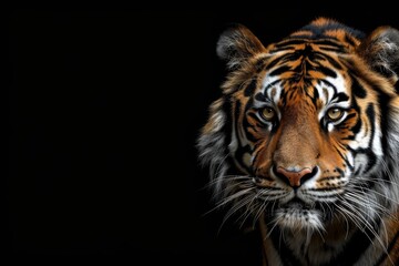 Fototapeta premium Tiger facing forward black