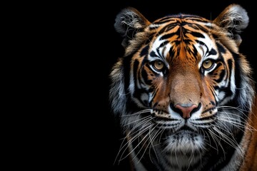 Fototapeta premium Tiger facing forward black